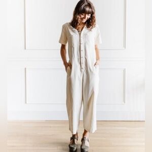 Unpublished Cream Button-Front Jumpsuit